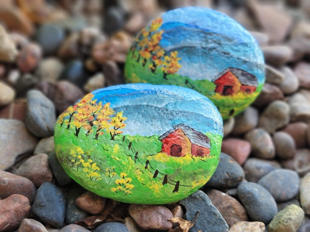 easy farm stone painting rock paintings maxine meadowcroft